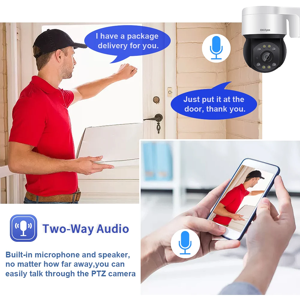 Oh. Ogen 1080P Ip Poe Ptz Camera Outdoor Two Way Audio Full Color Dome Security Camera Cctv Video Surveillance Systeem kit