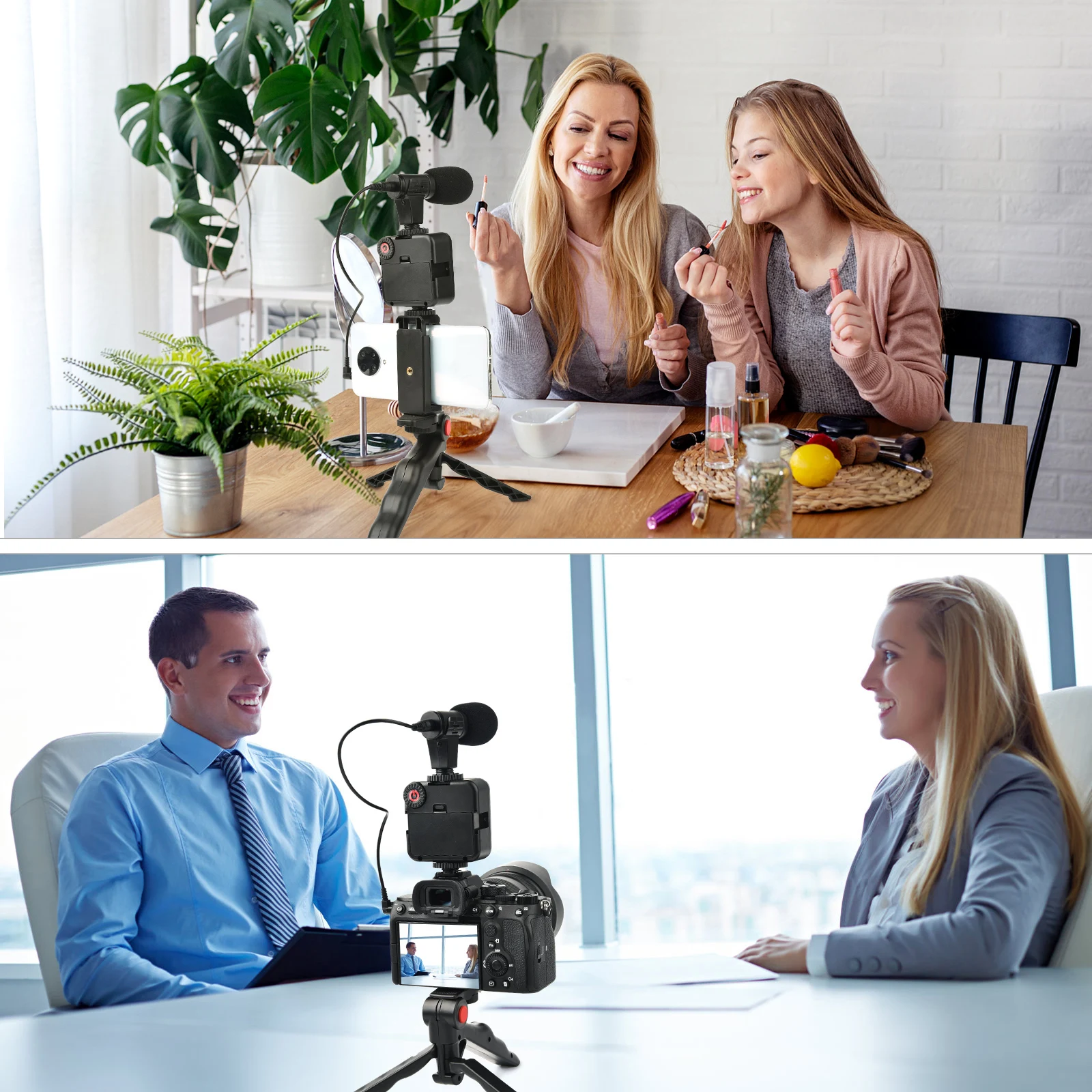 التصوير الفوتوغرافي LED الفيديو الضوئي للصور DSLR SLR KIT01 الهاتف الذكي Vlog LED الفيديو الضوئي عدة مع حامل ثلاثي القوائم ميكروفون الحذاء البارد