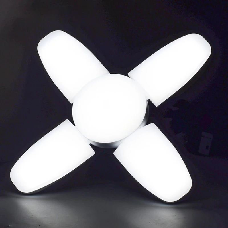 60W Led Deformable Bulb Bright Fan Leaf Bulb E27 AC85-265V Garage Restaurant Ceiling Lighting Foldable Cold White 6500k