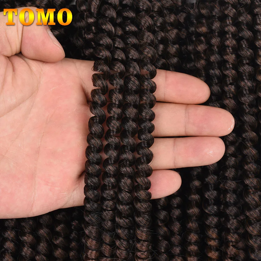 TOMO Frühling Twist Häkeln Zöpfe 8 Zoll Synthetische Bombe Twist Flechten Haar Ombre Verworrene Lockige Häkeln Haar Extensions 30 Wurzeln