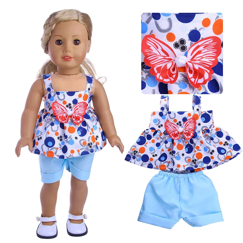 

Butterfly Dress+Shorts Doll Clothes Fit 18 Inch American Doll&43 CM Baby Doll,Girl's Toys,Our Generation,Christmas Gift