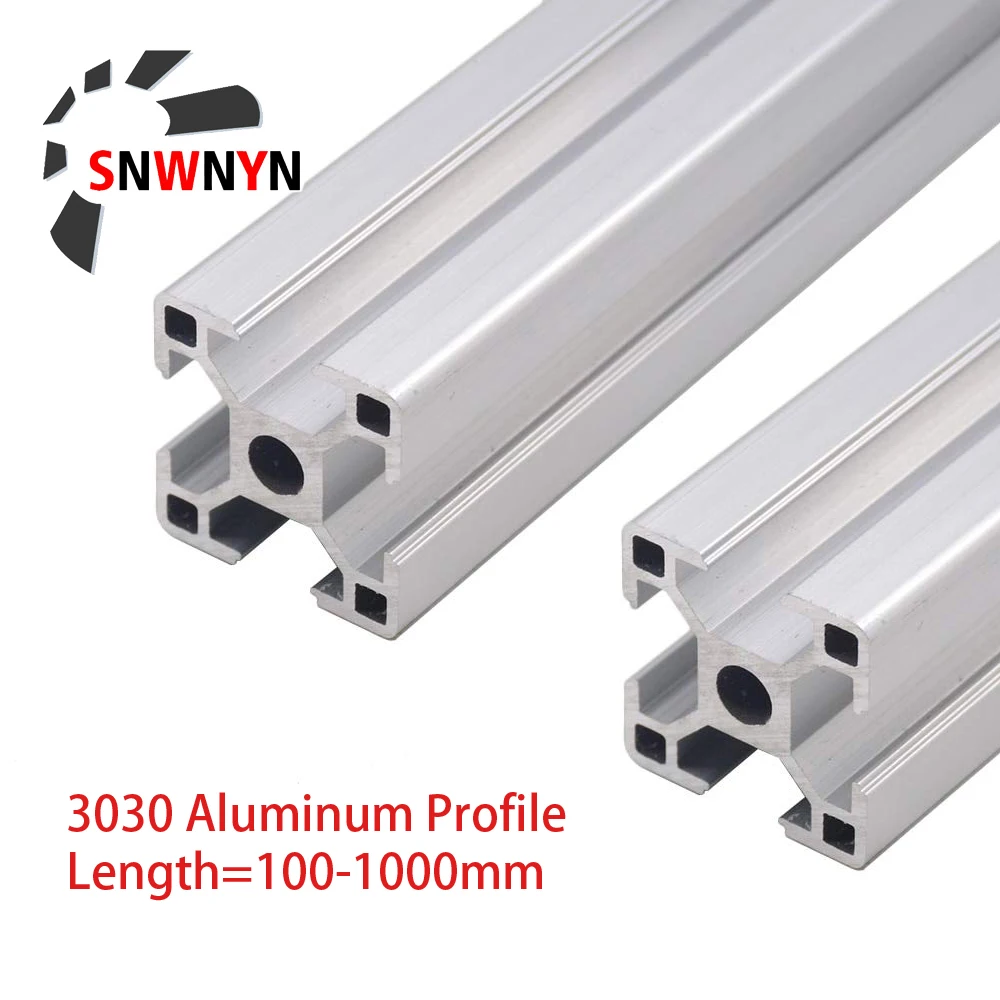 2PCS 3030 Aluminum Profile  European Standard 100 500 1000 1200mm Anodized Extrusion 3030 Linear Rail For CNC 3D Printer Parts