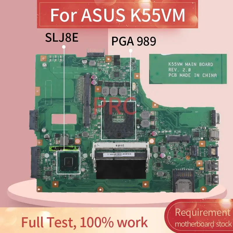 

For ASUS K55VM Notebook Mainboard REV.2.0 SLJ8E PGA 989 DDR3 Laptop motherboard