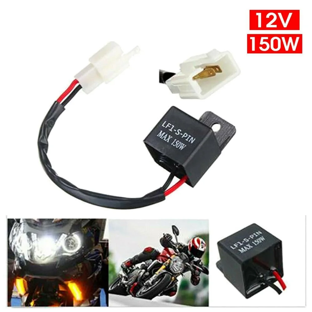 

12V 2-Pin Motorcycle Electronic LED Flasher Relay 150W LED Turn Signal Bulbs LED Turn Indicator Light Flasher Blinker Relay