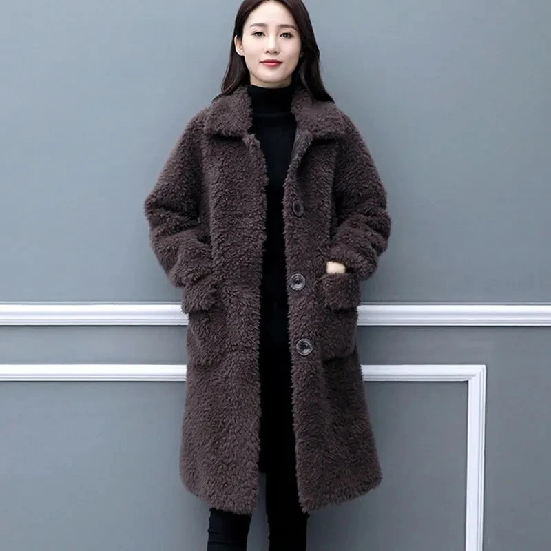 Winter Coat Women Thicken Faux Fur Coat For Fall/Winter 2022 Korean Loose Lamb-Like Pure Color Popular Coat Female  cardigan