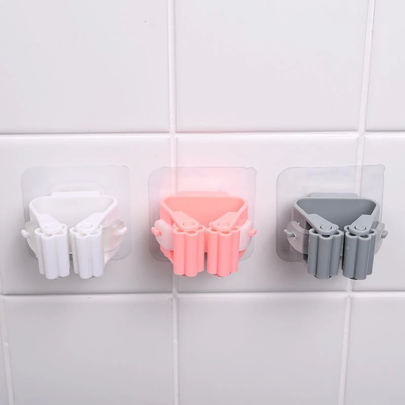 Mop Holder Self-adhesive Broom Stand Wall Mounted Mop Support Sweeping Brush Hook Storage Organizer Bathroom Accessories