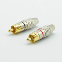 4pcs 2Balck + 2Red Gold RCA Male  Plug Non Solder Audio Video Adapter Connector Male to Male Convertor for Coaxial Cable