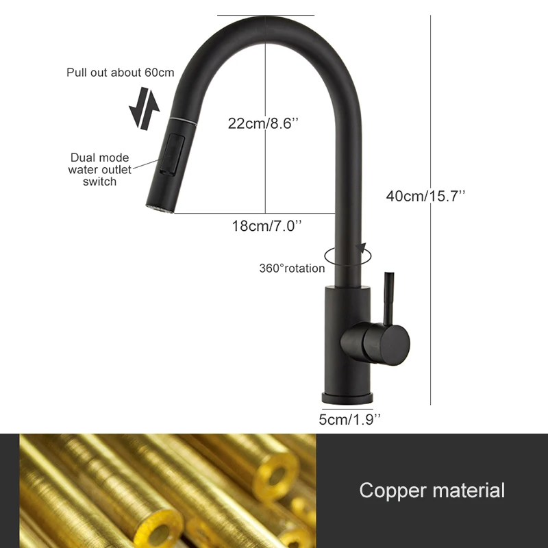 Chrome/Black/Golden Pull Out Kitchen Faucets Hot Cold Water Stream Sprayer Spout Pull Down Tap Mixer Crane For Kitchen EL5407