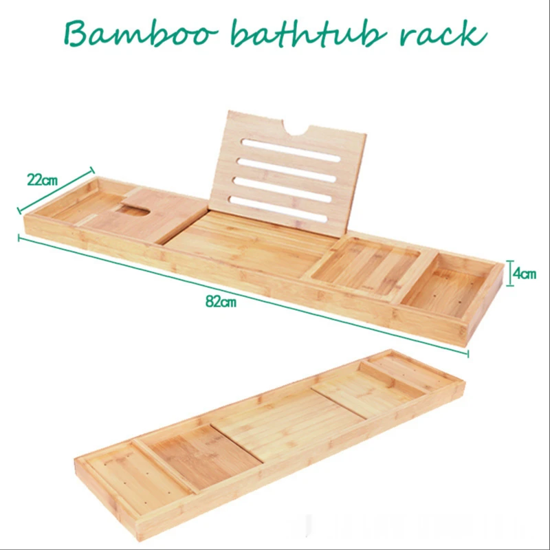 Multi Function Bamboo Bathtub Caddy Tray Shelf for Bath Tub Toilet Spa Bathtub Book Wine Tablet Holder Bath Tray Organizer Rack