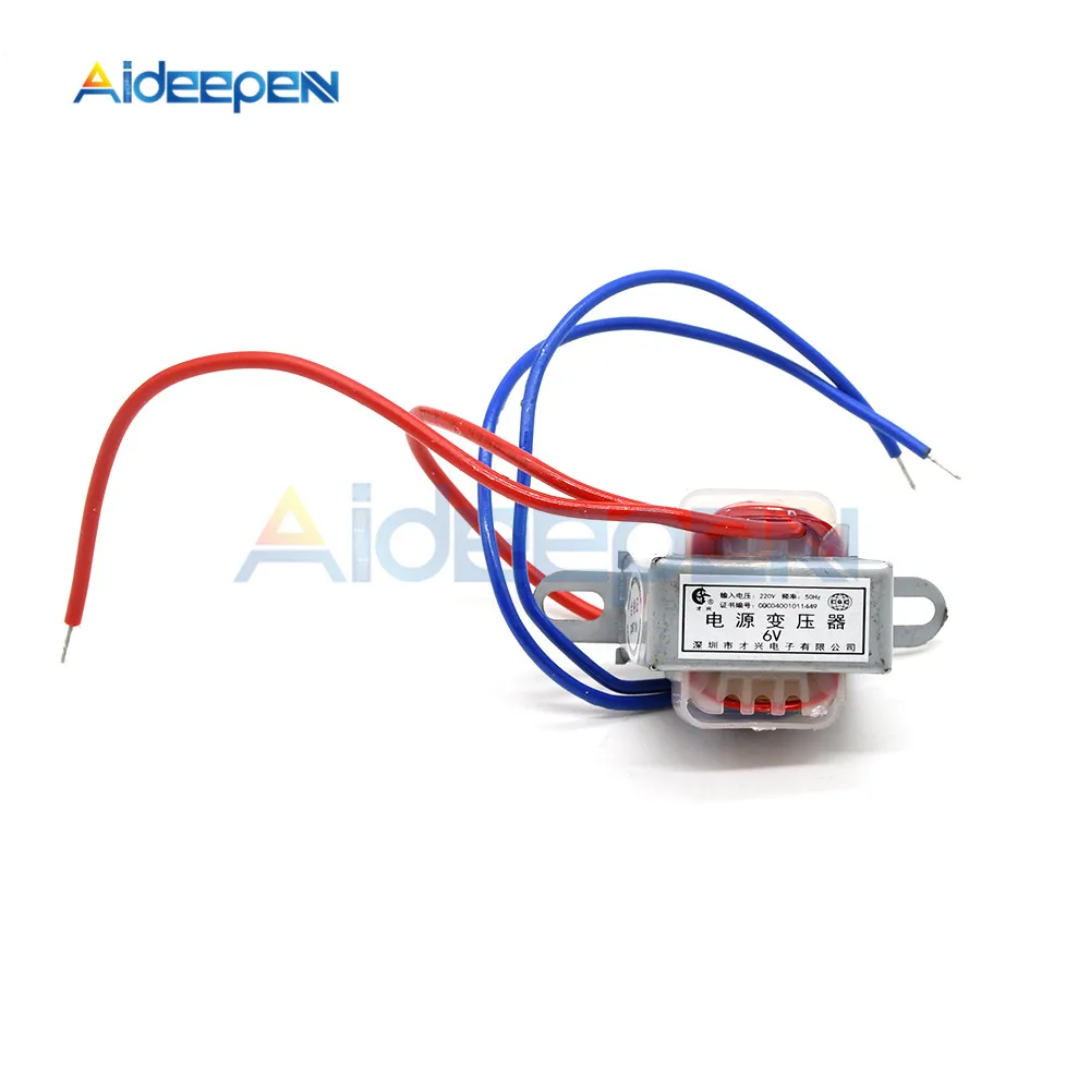 Power Transformer AC 220V to 6V 9V 12V Voltage 1W EI Copper Core 50Hz~60Hz Single Voltage 2 Line Copper