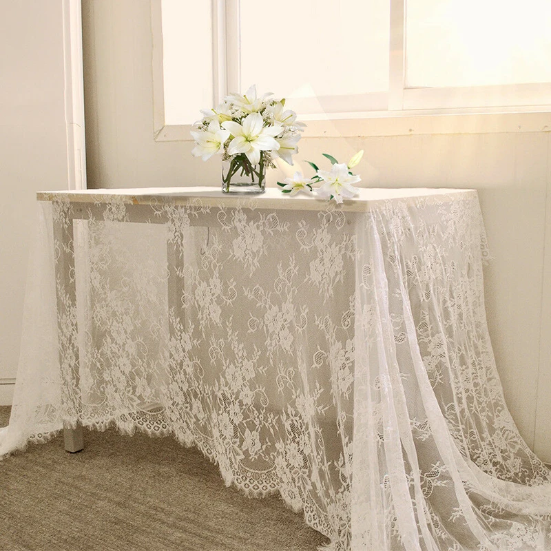 

150*300cm White European Vintage Table Cloth Home Lace Decorative Textile Dining Table Cover Cloth Wedding Party Hotel Decor