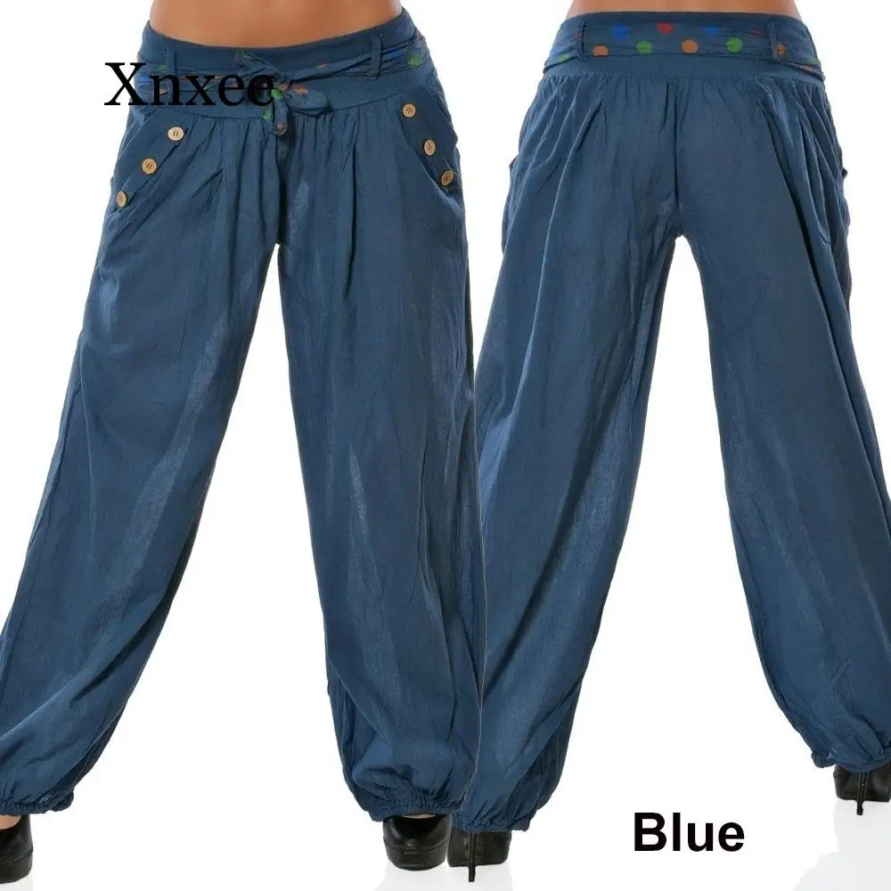 

sport Women's Harem Pants Fashion 5XL Solid Color Casual Long Pant Loose Baggy Flare Pants Drawstring Women Trousers