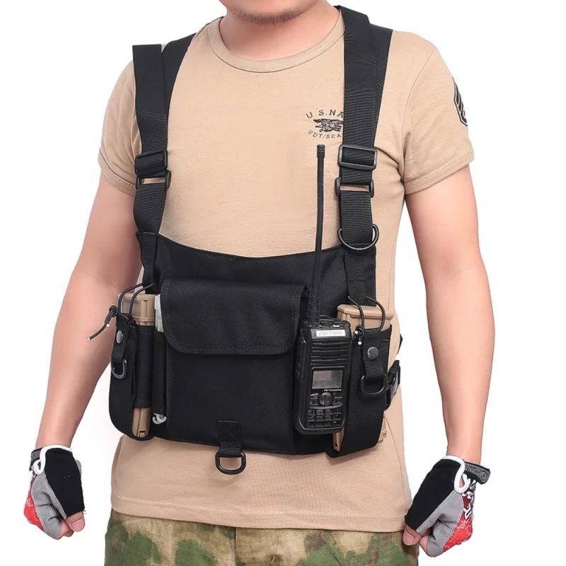 Tactical Radio Chest Rig Vest Harness Men Outdoor Hunting Airsoft Walkie Talkie Pouch Holster Chest Bag Pack Vests