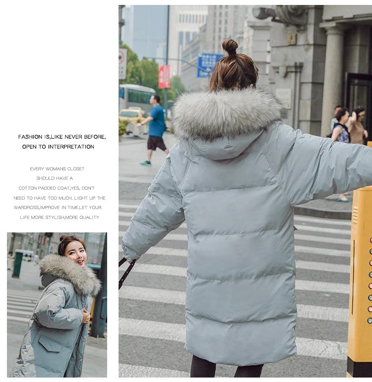 

Women Winter Jacket Long Hoody Parka Female Warm Thicken Large Fur Collar Students Coats Outwear manteau femme hiver LX2545