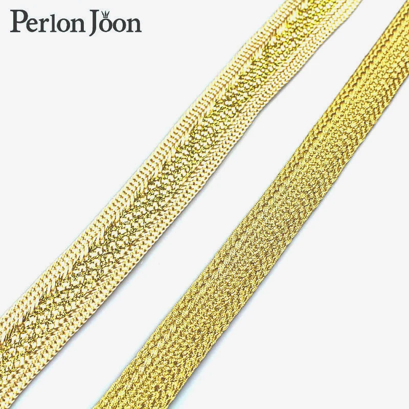 10 yard 1.9cm New gold thread polyester webbing clothing bag shoes decorative ribbon woven decorative accessories ZD004