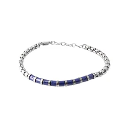 Runda Men's Bracelet Stainless Steel with Purple Ceramic Beads Adjustable Size 22cm Fashion Jewelry Bracelet Luxury Brand Men