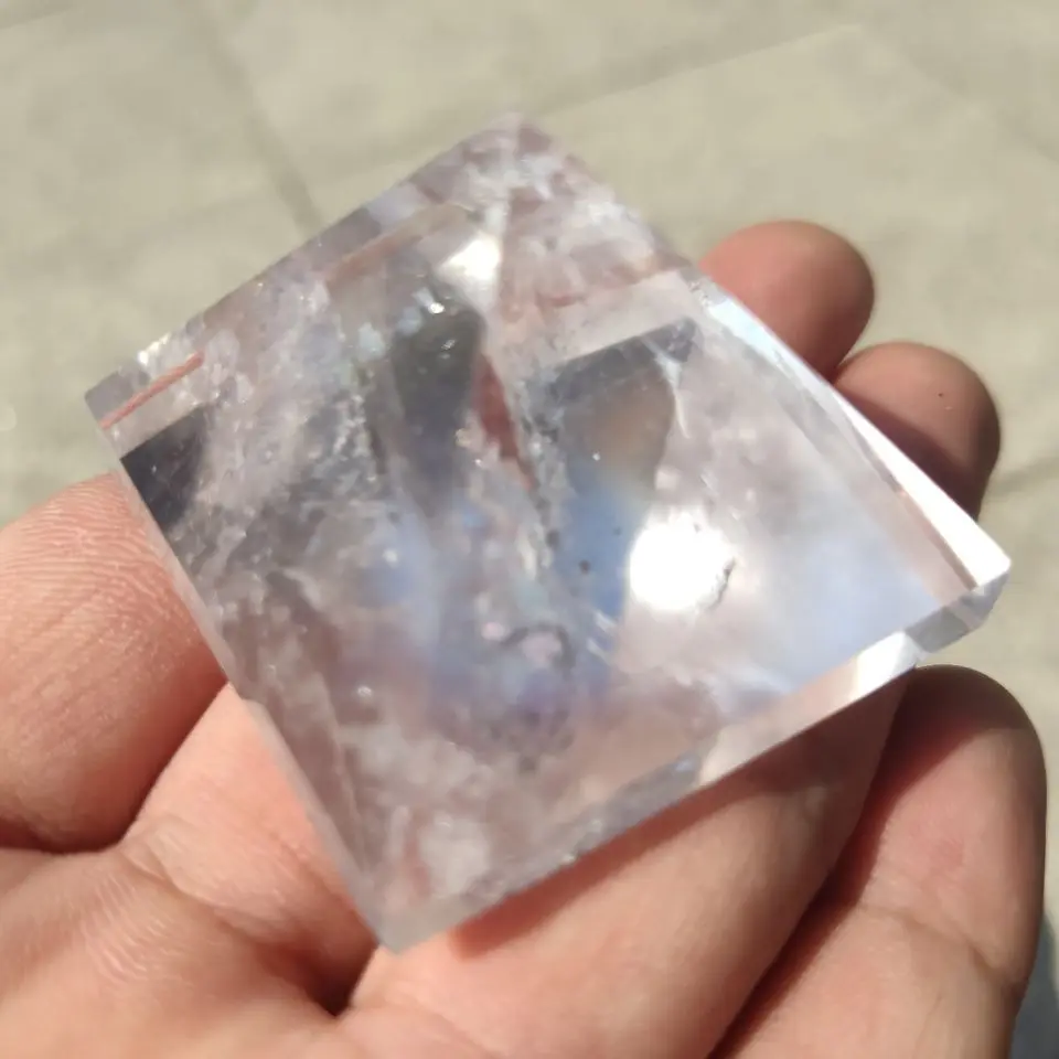 5cm Natural Transparent Quartz Crystal Pyramid Clear Reiki Healing Natural white crystal Pyramid raw stone polishing image 2
