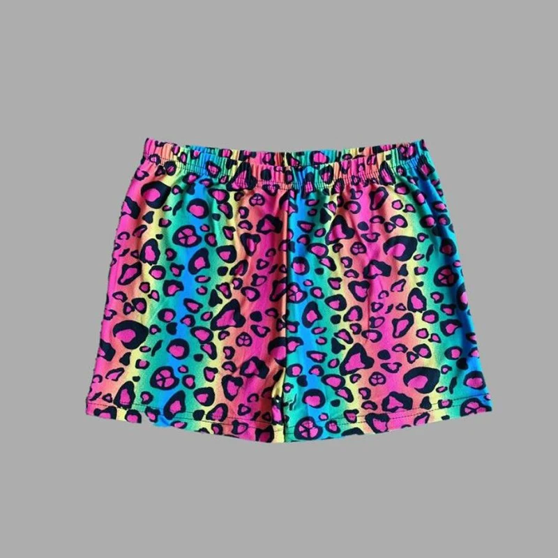 Chsdfácil short de verão feminino, estampa leopardo, push up, cintura elástica