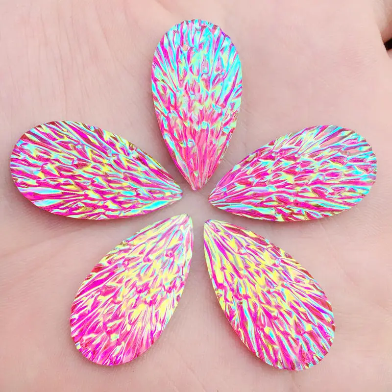 15*29mm AB water drop Resin Rhinestone Flatback Gems Strass Crystal Stones For Dress Crafts Decorations 15PCS -HE12