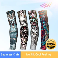 Tattoo Lange Mouw Koele Zomer Zonnebrandcrème Ijs Zijde Buitensporten Fietsen Mannen Handschoenen Cool Rijden Vissen Warmer Vrouwen Arm Cover