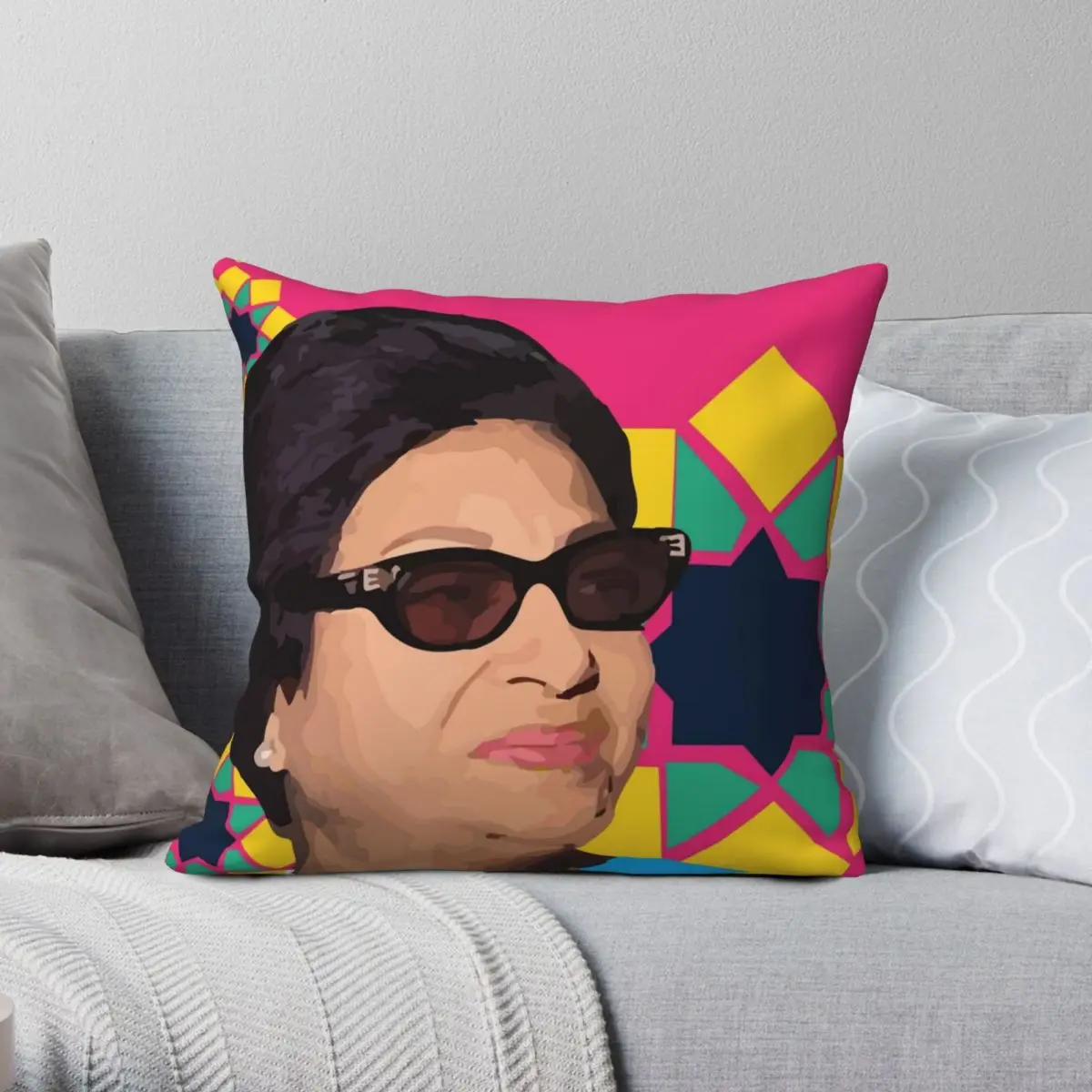 Umm Kulthum Pop Art Square Pillowcase Polyester Linen Velvet Printed Zip Decor Home Cushion Cover