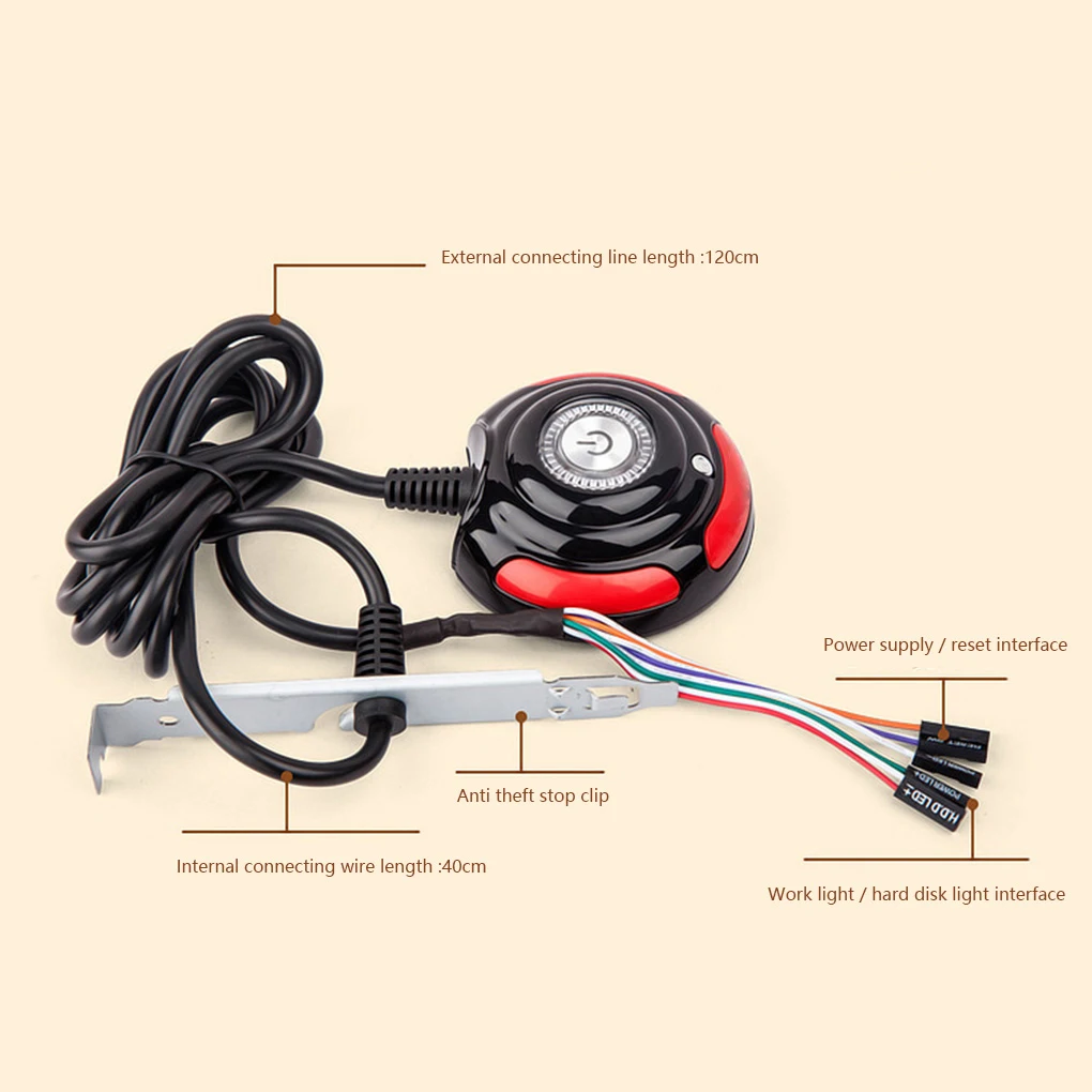 مفتاح زر الكمبيوتر مع مزود بمصدر طاقة وأزرار دفع كبيرة دائرية وأزرار تمديد بار الفندق المنزلي وحامل كابل