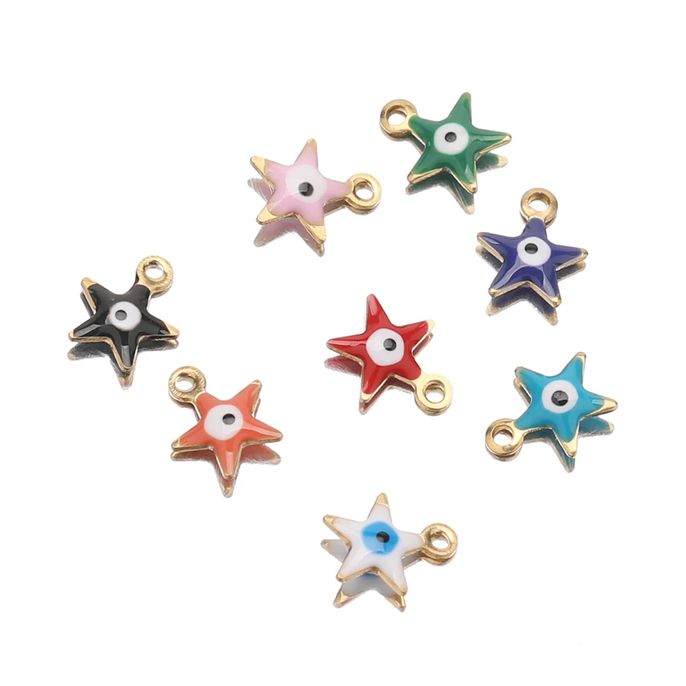 20 Stück Edelstahl Perlen in Goldfarbe mit Sternenmotiv, Charms für DIY Schmuckherstellung, Zubehör für Halsketten, Armbänder, Bastelzubehör – Detail 4