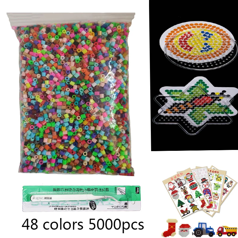 48 Colors Box Set Hama Beads 5mm DIY Toys Ironing Beads 5mm Educational Kids Diy Toys Fuse Beads Pegboard Sheets Free shipping