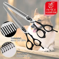 Fenice JP440c Steel Professional 7/7.5 inch pet grooming scissors for dogs thinning shears scissors