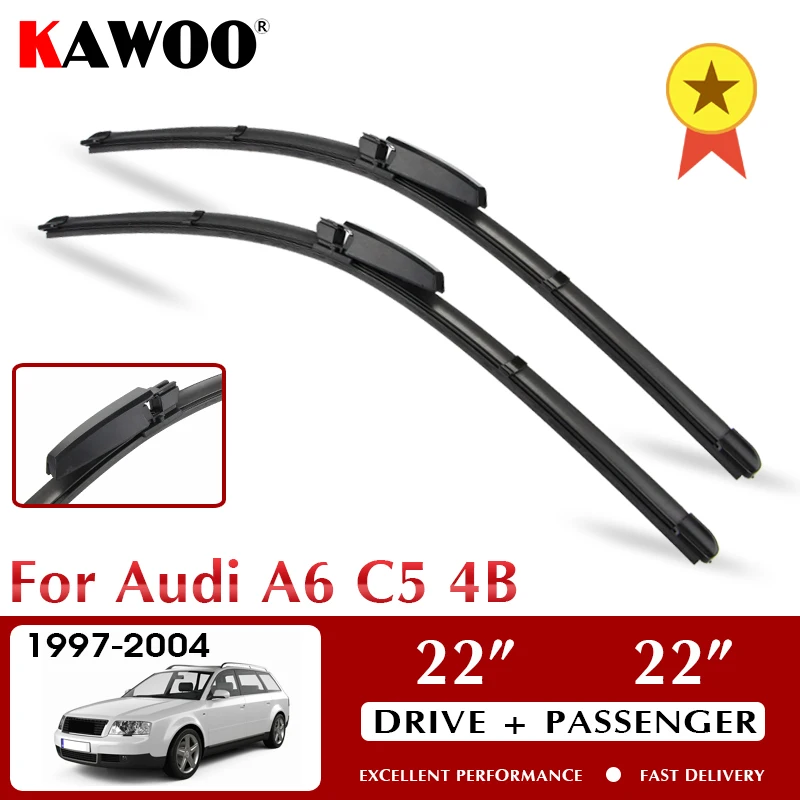

KAWOO Wiper LHD Front Car Wiper Blade For Audi A6 C5 4B S6 RS6 2002 to 2005 Windshield Windscreen Front Window 22"+22"