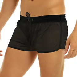 Ropa de natación informal para hombre, bañador suave transparente, Bóxer ligero con cordón, bragas para fiesta en la piscina
