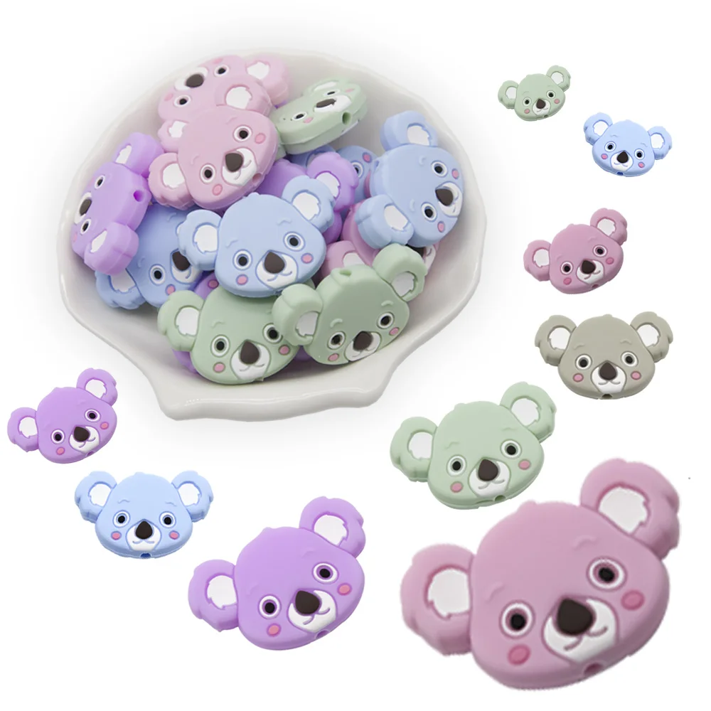 Koala – perles à mâcher en silicone pour bébé, bijoux, soins à mâcher, DIY, sucette, chaîne, jouet, accessoires, fournitures pour bébé, 10 pièces