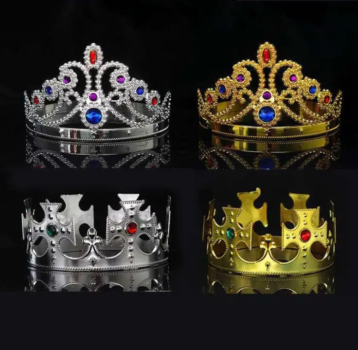 4 styles King and Queen Cosplay hairbands with crystals gold silver kids Christmas Cosplay Crown Hair Accessory SN3885