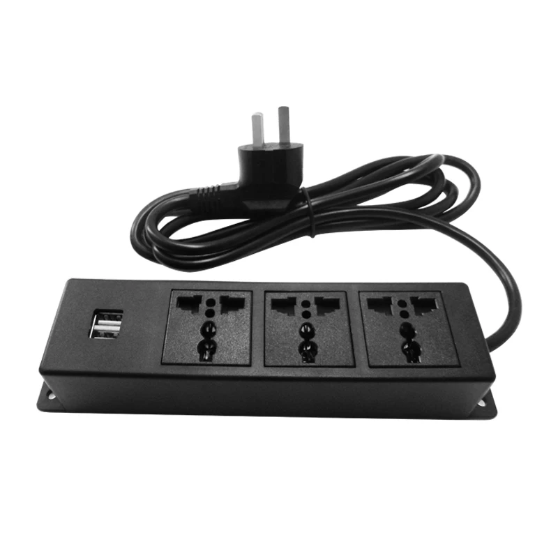 Wall Desktop Fixed Installation Socket Outlet With USB Socket 5V 2.1A 3 Universal AC Socket 2M Ectension Cord  Power Socket