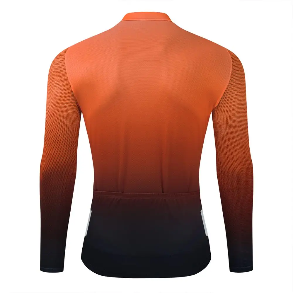 Wulibike Men's Long Sleeve Cycling Jersey for Spring Autumn MTB Bicycle Quick-dry Orange T-Shirt Man Cycling Clothes Sportswear