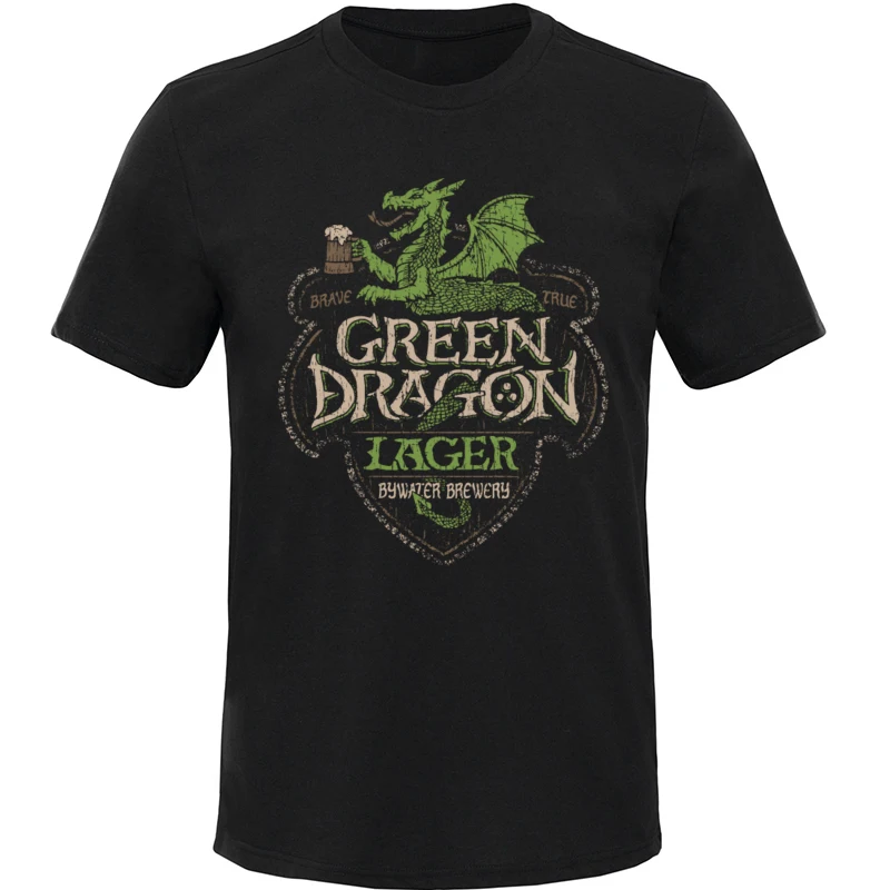 Beer Time T Shirt Men Green Dragon Lager Mens T-Shirt Retro Coupons Summer/Autumn Short Sleeve 100% Cotton Tops Casual TShirt