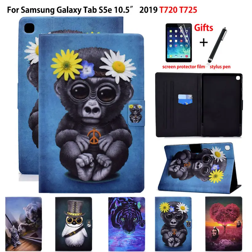 

SM-T720 Case For Samsung galaxy tab S5e 10.5 2019 SM-T725 T720 T725 Cover Funda Tablet Kids Animal Painted Stand Shell +Gift