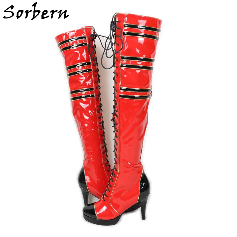 

Sorbern Custom Drag Queen Boots Unisex High Heel Platform Over The Knee Boot Women Crossdresser Performance Show Boot Slim Fit