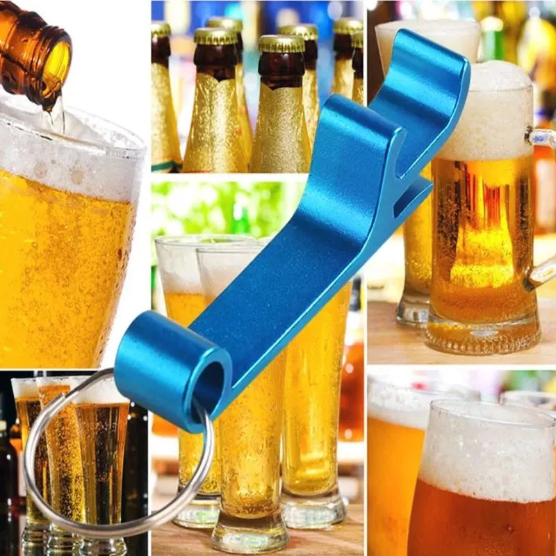 Portable Beer Opener Shotgunning Tool Keychain Ring  Kitchen Tools Can Beverage Bottle Opener Birthday Wedding Party Favors Gift