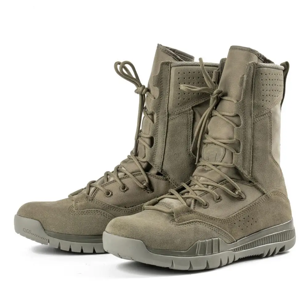 Durable Tactical Boots Sage Green Suede Leather Rubber Sole Indonesia Boots For Men