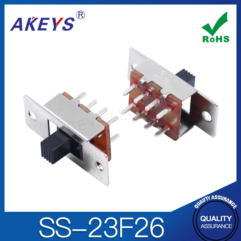 SS-23F26 Toggle Switch 8-pin 3-gear straight foot with fixed screw hole vertical handle 5mm long small toy