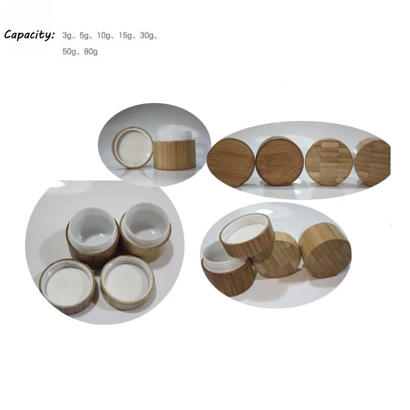 10pcs Natural Bamboo cosmetic jar cosmetic sample containers Environmental packing Material 3g 5g 10g 15g 20g 30g 50g P240