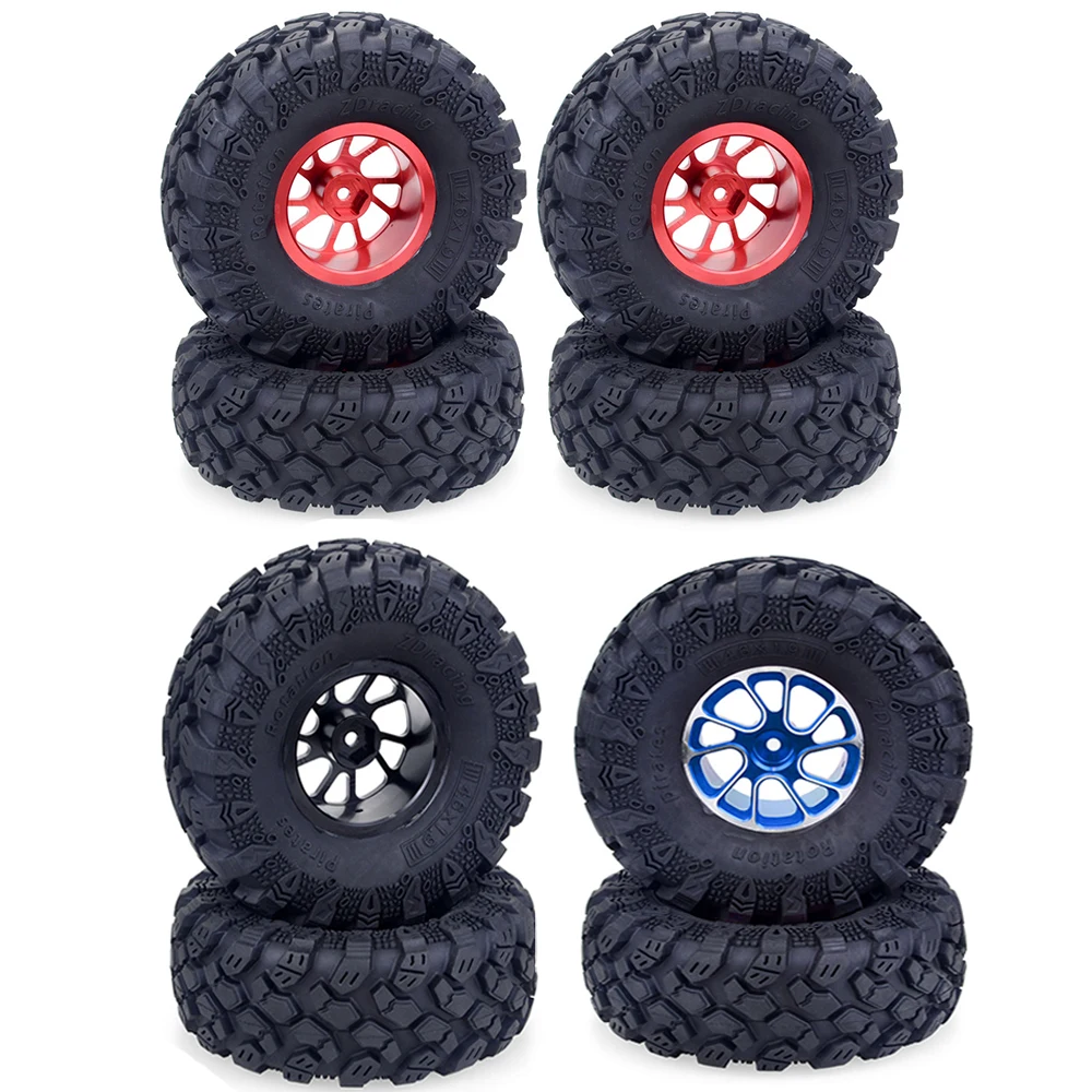 

4PCS 1.9 inch Rubber Tires&Metal Wheel Rim for 1:10 RC Rock Crawler Axial SCX10 90046 AXI03007 Upgrade Part