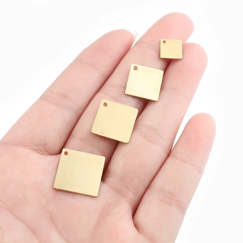 10pcs Raw Brass Rectangle Charms For DIY Jewelry Making Square Pendnats Fitting Handamde Earrings Necklace Crafts Accessories