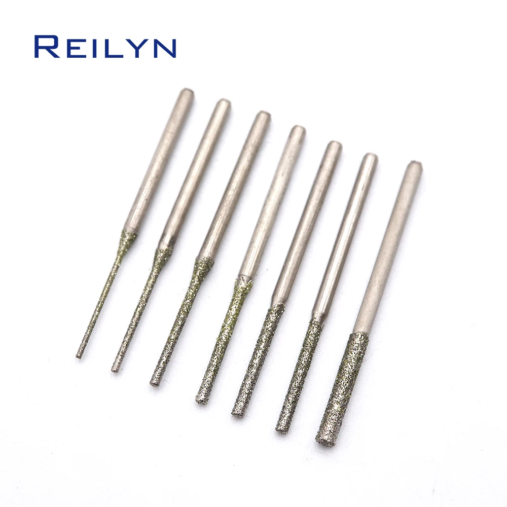 20pcs Extra Long Diamond Drill Bit 120# Emery Peeling Bit Small Drilling Bits Type A Tooth Burr