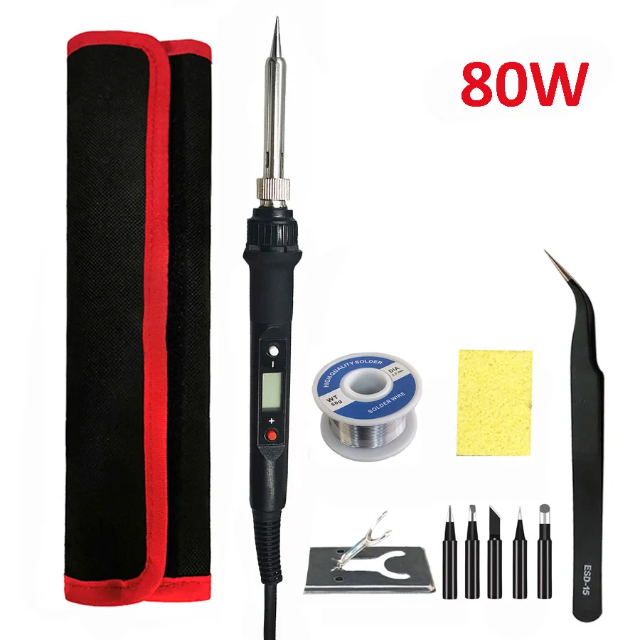 80W Electric digital soldering iron station 220V 110V temperature adjustable welding soldering tips tools accessories