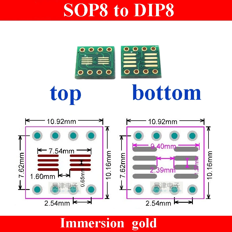 SOIC8 sop8 SSOP8 à DIP8 IC adaptateur sop8 prise test expérience carte SMD