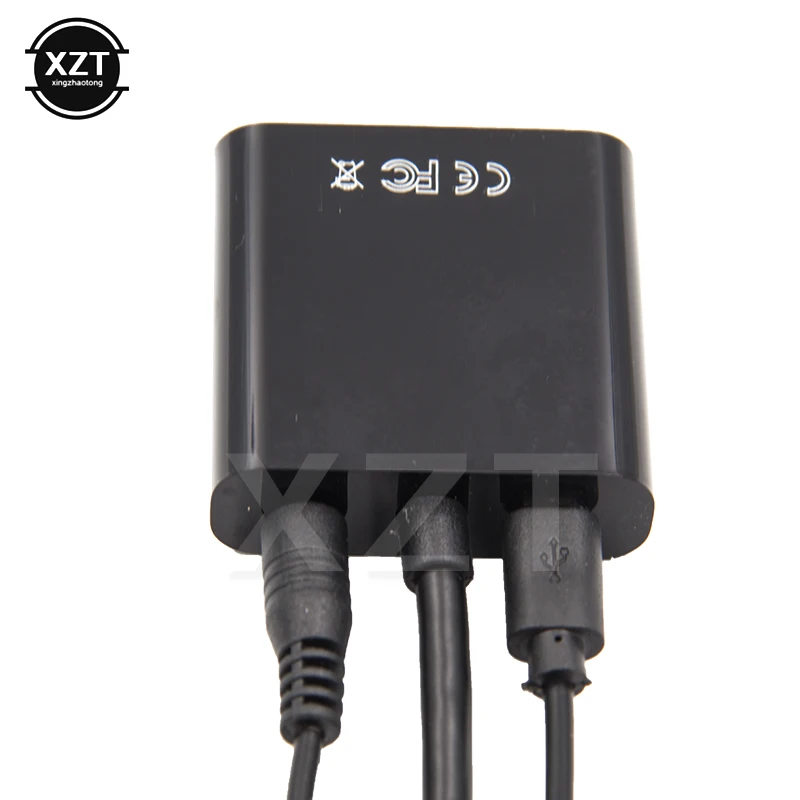 Kompatybilny z HDMI na kabel adaptera VGA męski na żeński konwerter 1080P VGA Jack 3.5 przewód AUX USB zasilanie do komputera projektor do laptopa TV