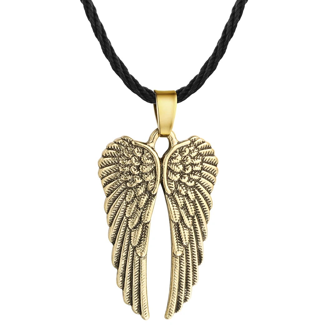 CHENGXUN Vintage Angel Wings Pendant Necklace for Men Women Retro Guardian Angel Wing Amulet Charm Chain Pagan Jewelry