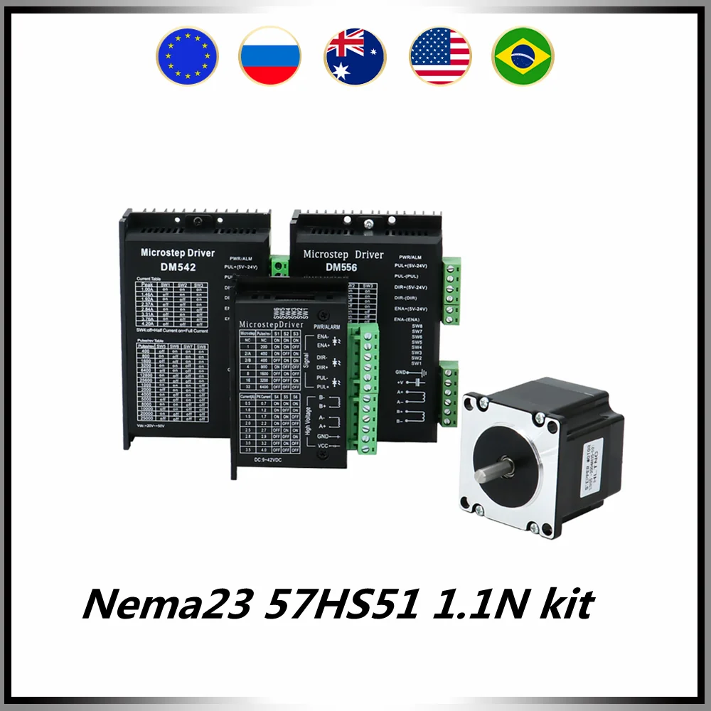 

1 kit 57HS51-2004A6.35 Nema23 stepper motor 1.1Nm 2.5A dc motor + motor driver TB6600 / DM542 / DM556 for CNC